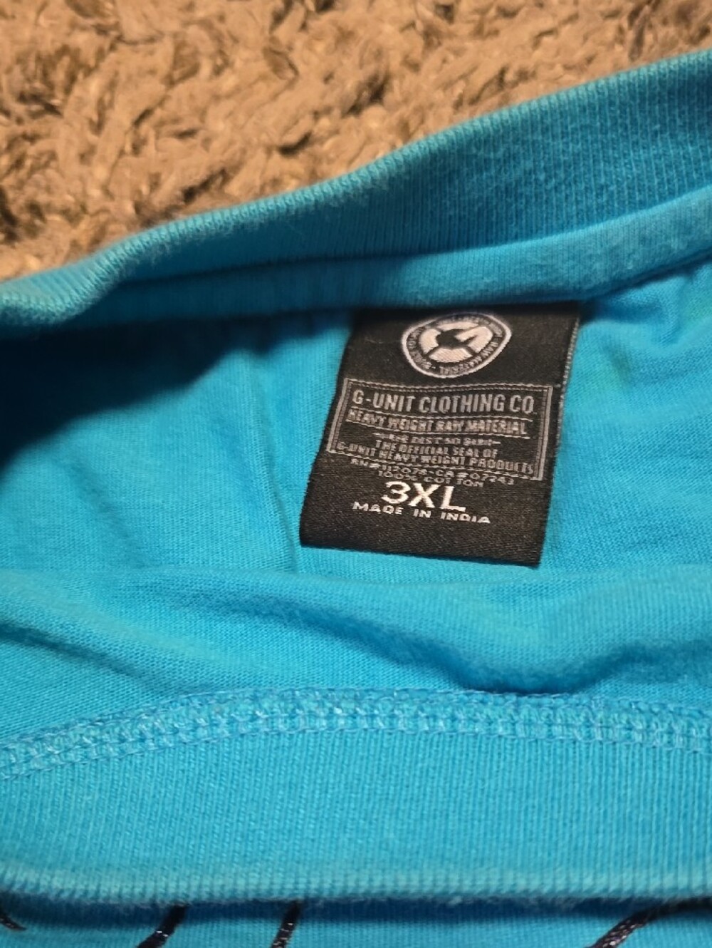 Men's Blue Short Sleeve Tee with Skull Print Panel - Picture 5 of 7